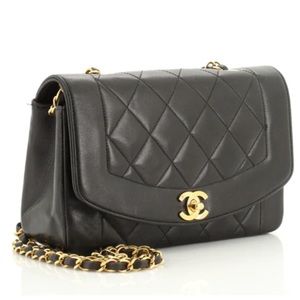 Vintage Diana Flap Bag Quilted Lambskin Small